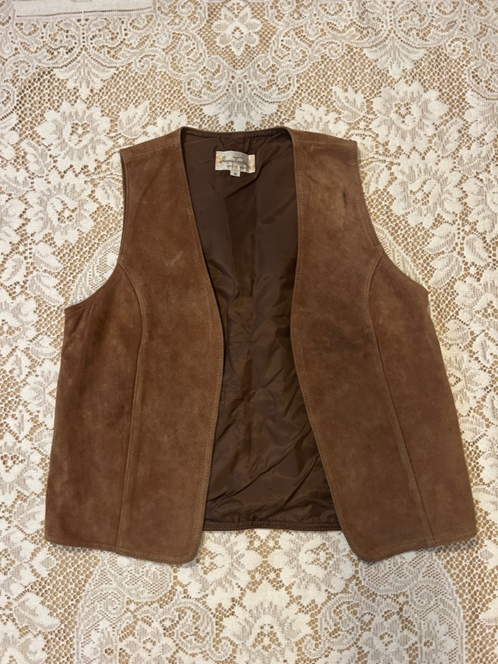Wayne Taylor Vintage Suede Leather Vest, Tan, Size M